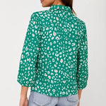 Blusa Emilia Green Leopard Love Hearts - ECRU