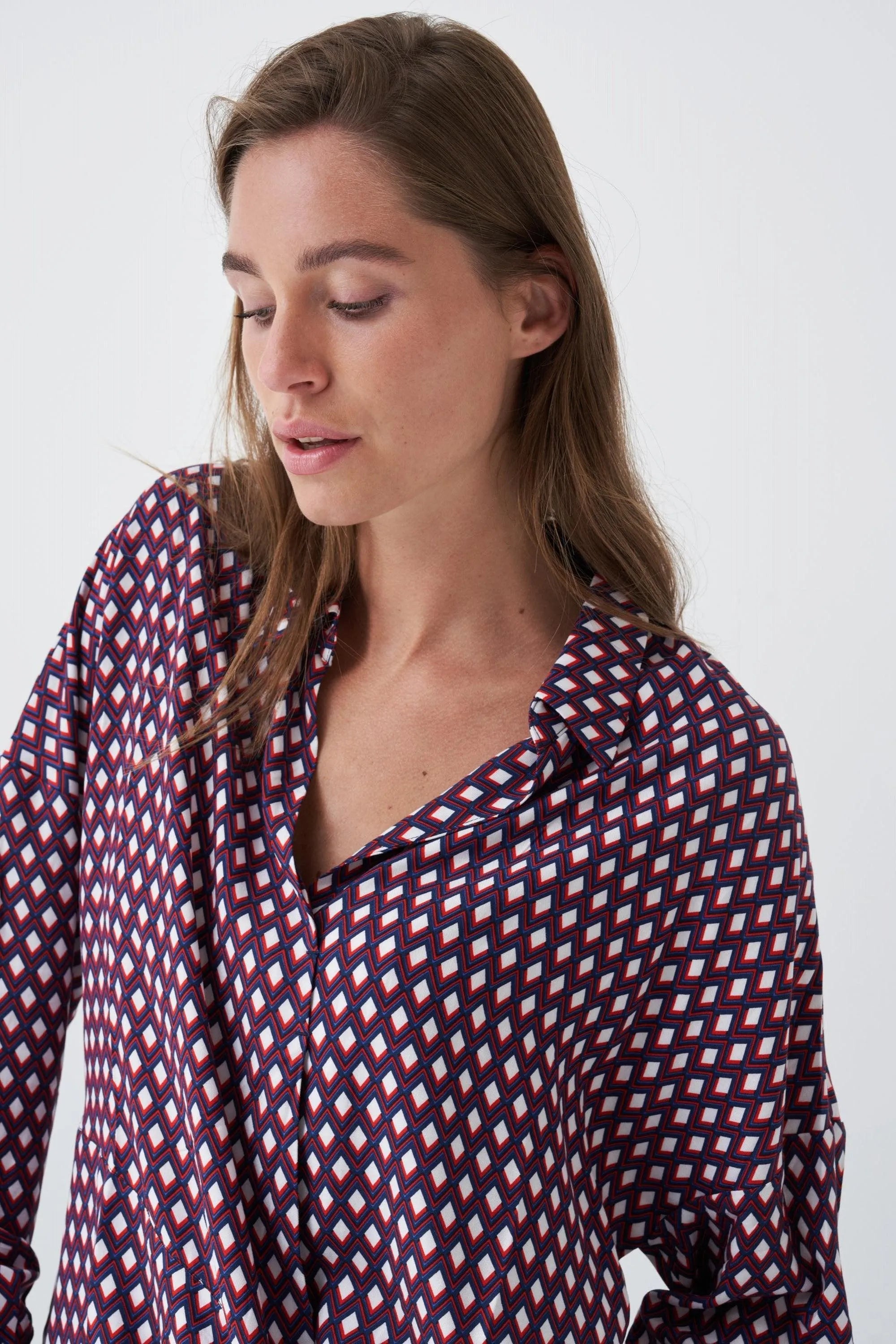 Blusa Estampada con Nudo - ECRU