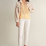 Blusa plisada estampada - ECRU