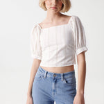 Blusa Salsa Jeans de Mujer con Bordado - ECRU