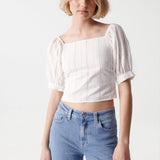 Blusa Salsa Jeans de Mujer con Bordado - ECRU