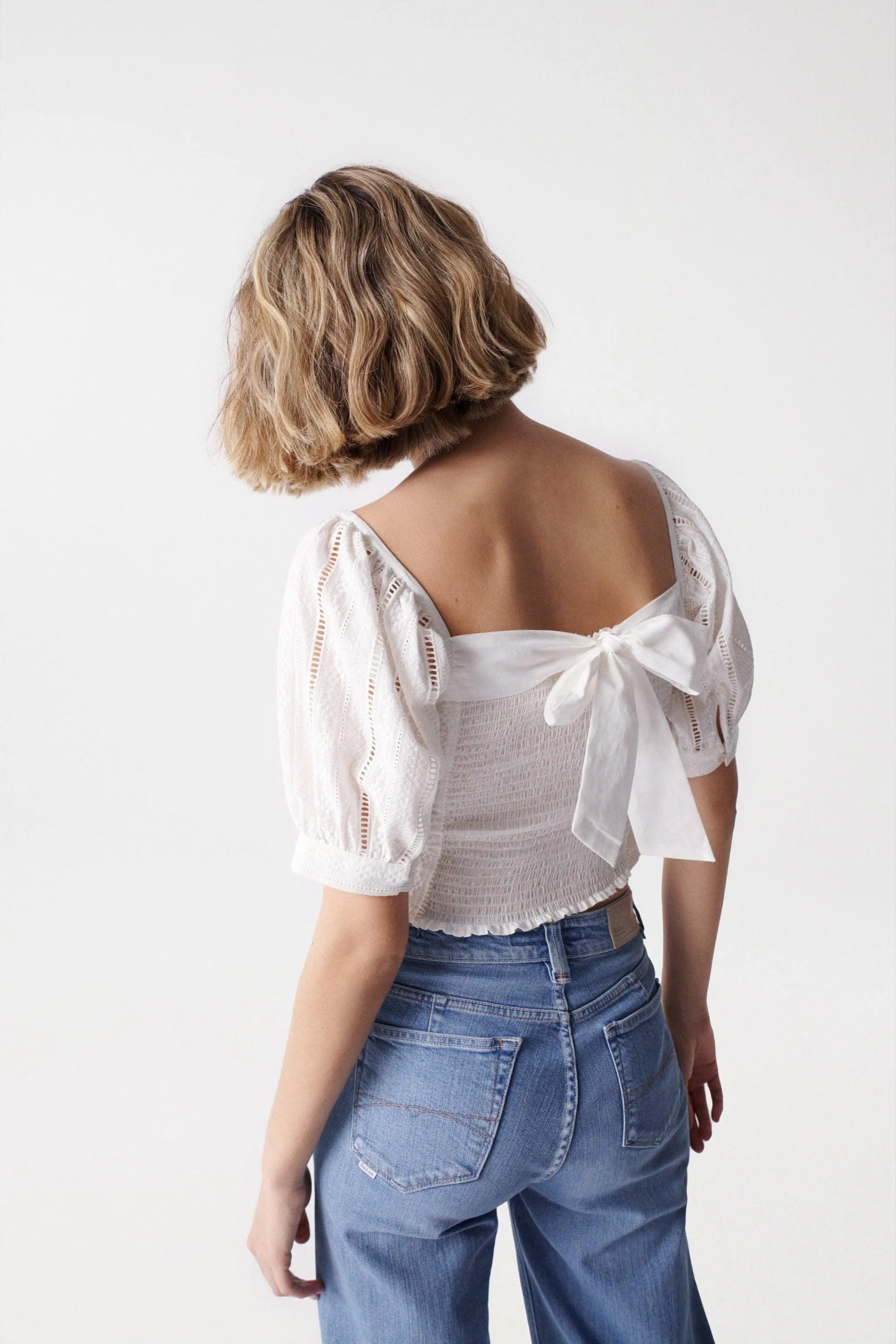 Blusa Salsa Jeans de Mujer con Bordado - ECRU