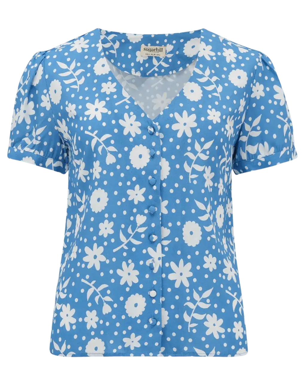 Blusa Viola Blue Vintage Block Floral - ECRU