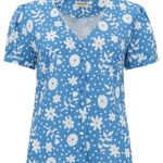 Blusa Viola Blue Vintage Block Floral - ECRU