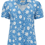 Blusa Viola Blue Vintage Block Floral - ECRU