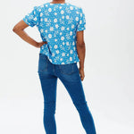 Blusa Viola Blue Vintage Block Floral - ECRU