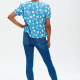 Blusa Viola Blue Vintage Block Floral - ECRU