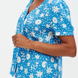 Blusa Viola Blue Vintage Block Floral - ECRU