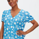 Blusa Viola Blue Vintage Block Floral - ECRU