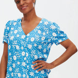 Blusa Viola Blue Vintage Block Floral - ECRU