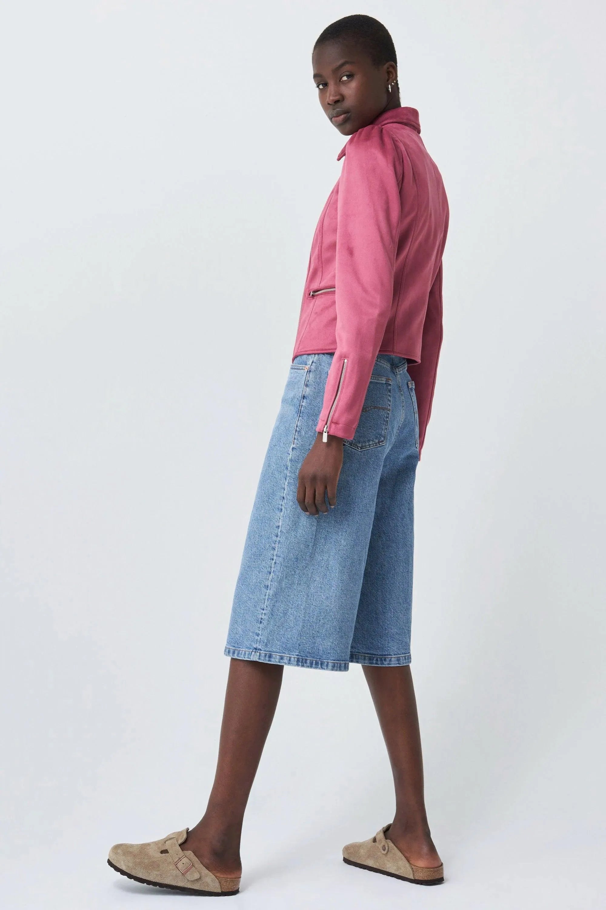 Blusón Biker Efecto Gamuza - ECRU