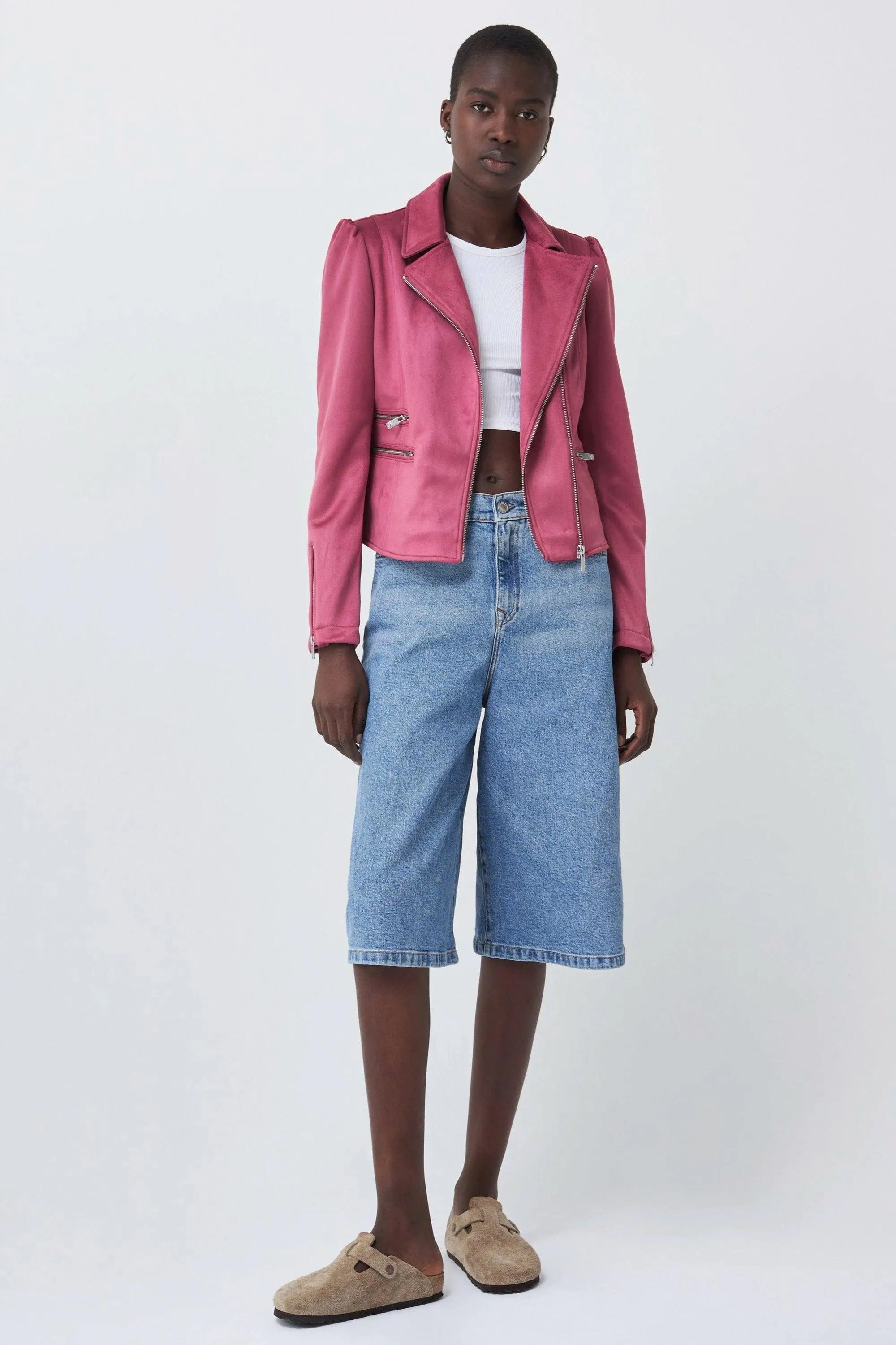 Blusón Biker Efecto Gamuza - ECRU