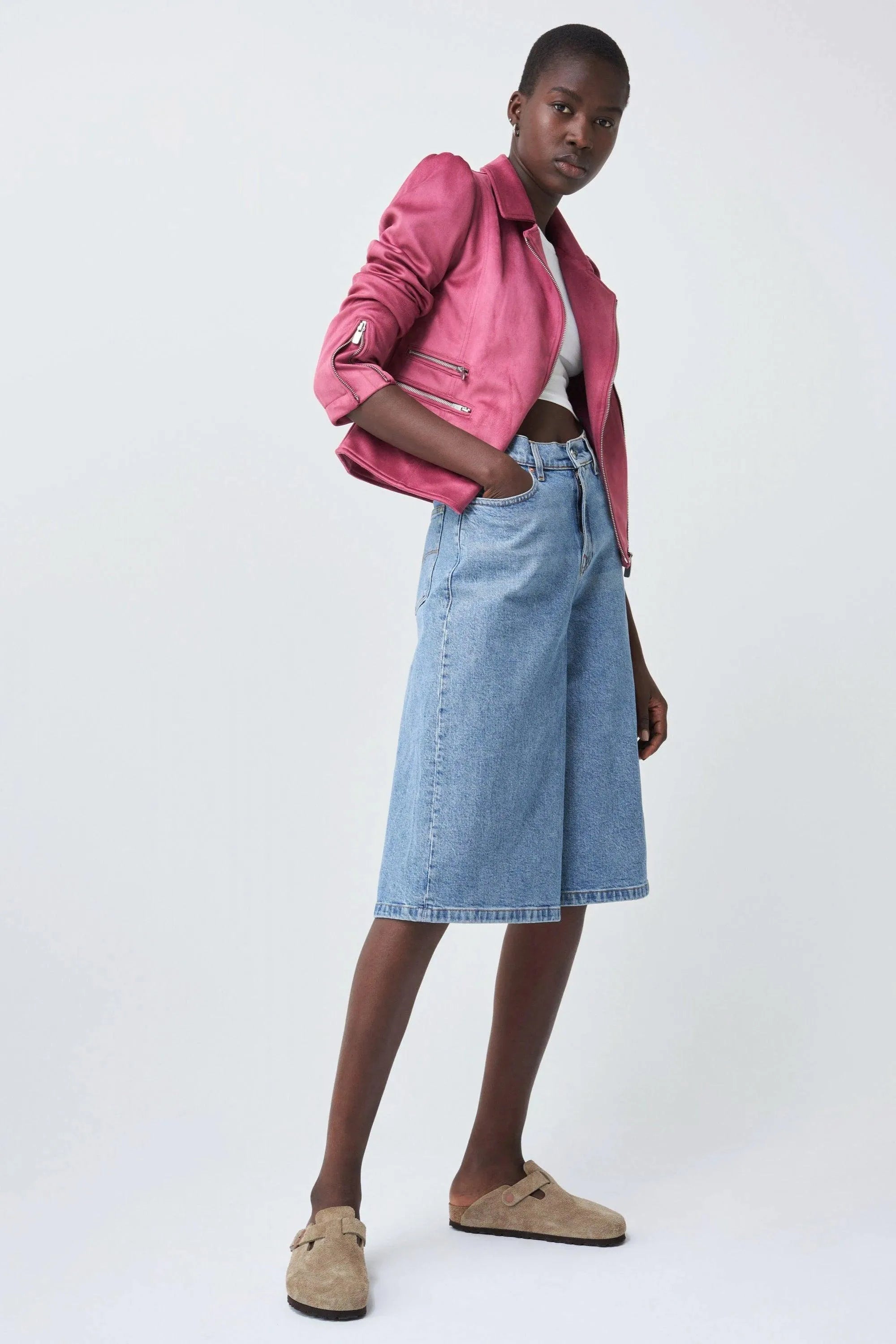 Blusón Biker Efecto Gamuza - ECRU