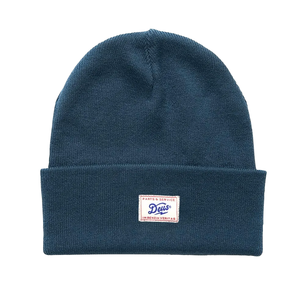 Burning Rose Beanie Moroccan Blue - ECRU