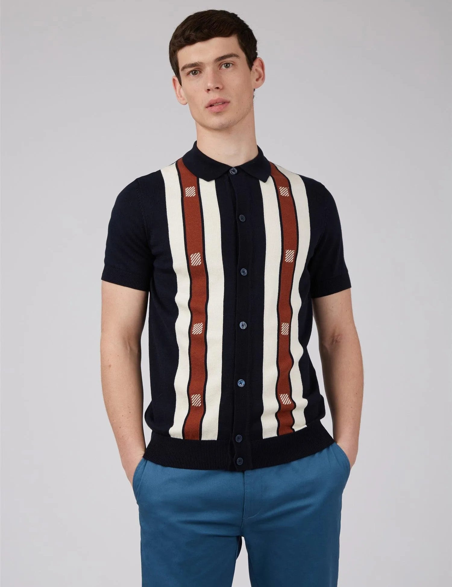 Button Through Mod Polo Shirt - ECRU