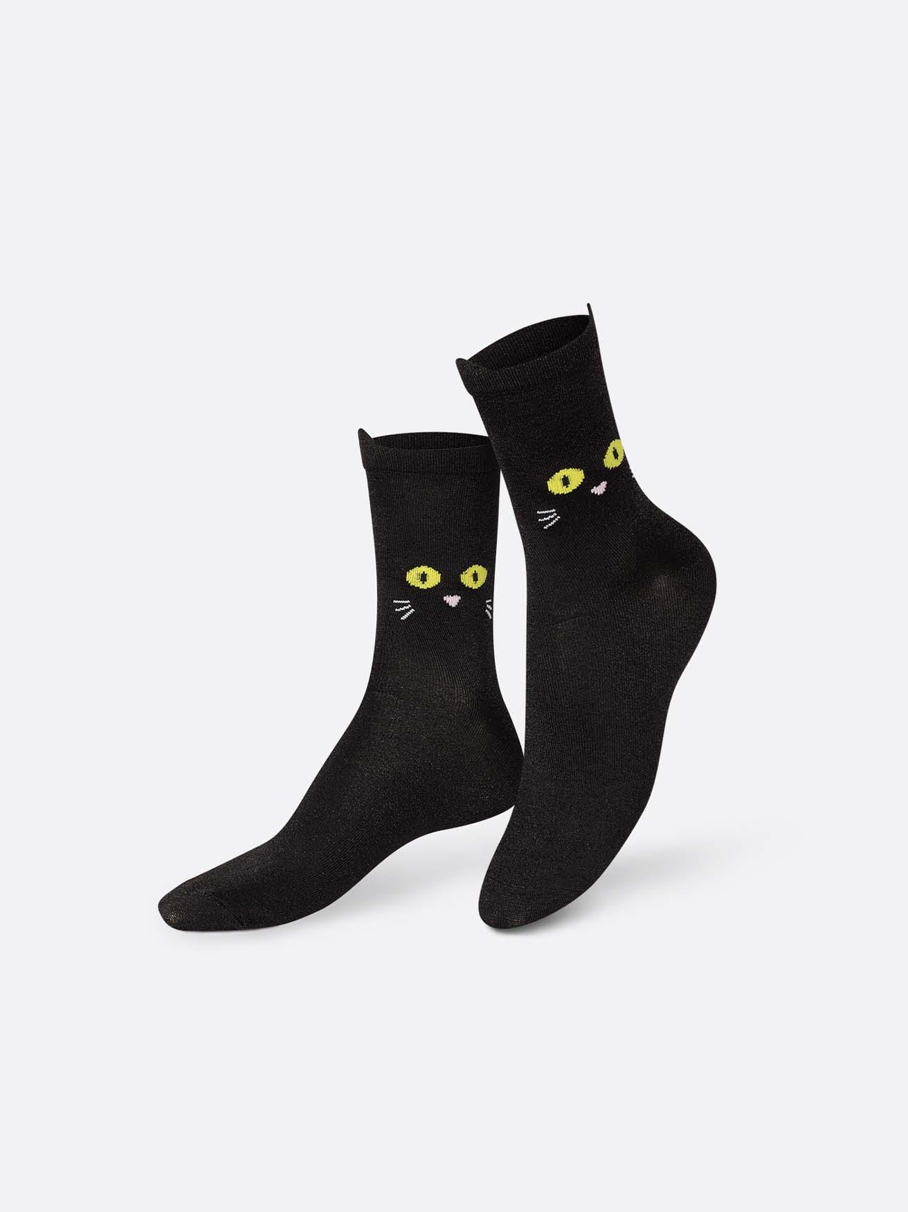 Calcetines Eat My Socks Cat Walk Black - ECRU