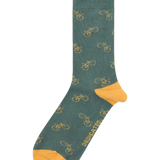 Calcetines Sigtuna Bike Pattern Forest Green - ECRU