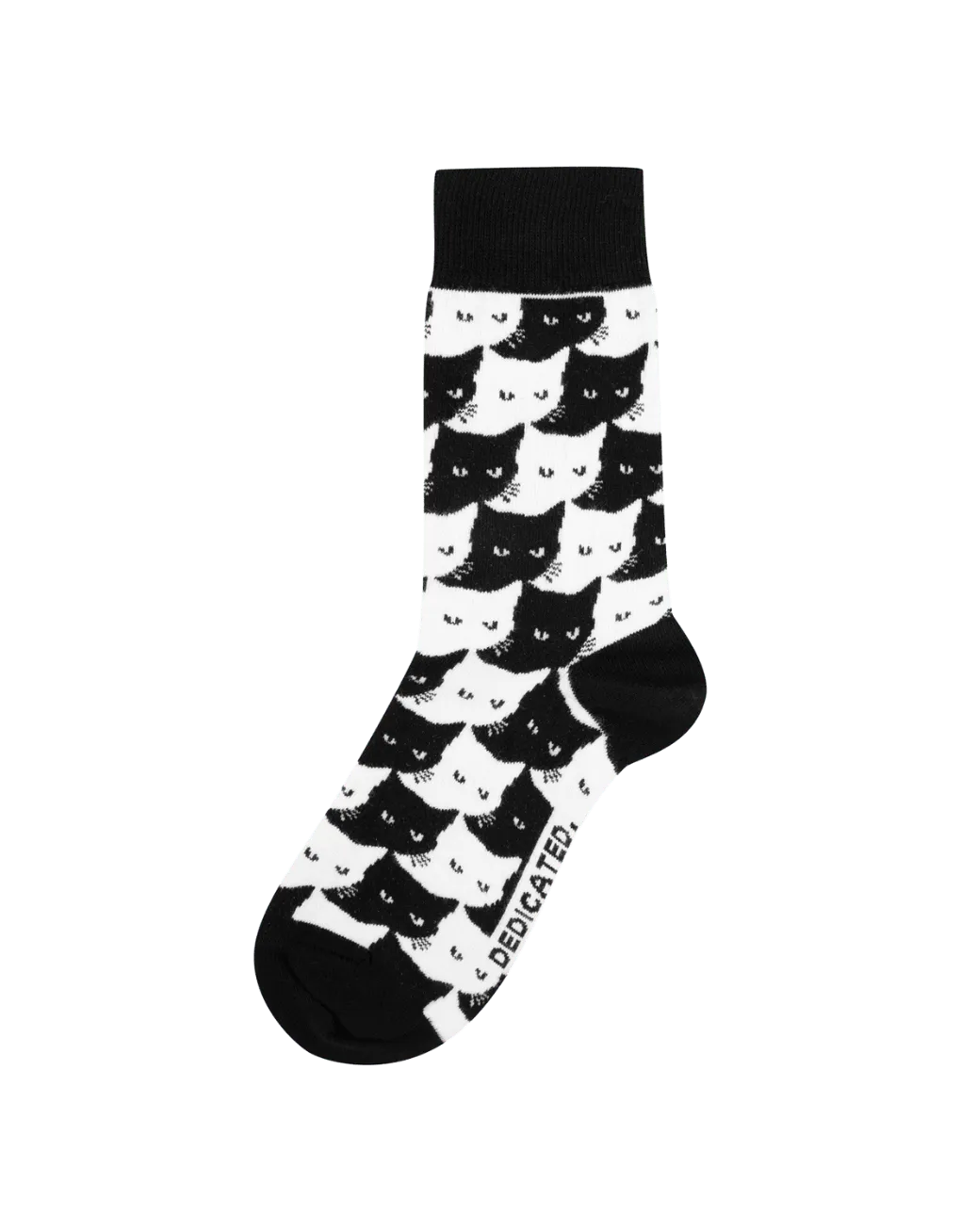 Calcetines Sigtuna Pepita Cats Black - ECRU