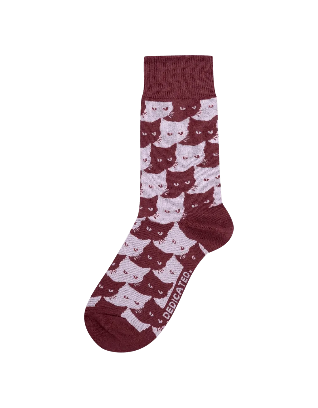 Calcetines Sigtuna Pepita Cats Burgundy - ECRU