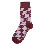 Calcetines Sigtuna Pepita Cats Burgundy - ECRU