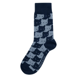 Calcetines Sigtuna Pepita Cats Stone Blue - ECRU