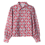 Camisa abullonada gatos - ECRU