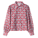 Camisa abullonada gatos - ECRU