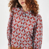 Camisa abullonada gatos - ECRU