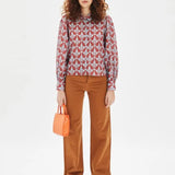 Camisa abullonada gatos - ECRU