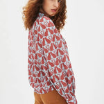 Camisa abullonada gatos - ECRU