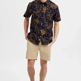 Camisa Akkian Manga Corta Majolica Blue - ECRU