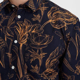 Camisa Akkian Manga Corta Majolica Blue - ECRU