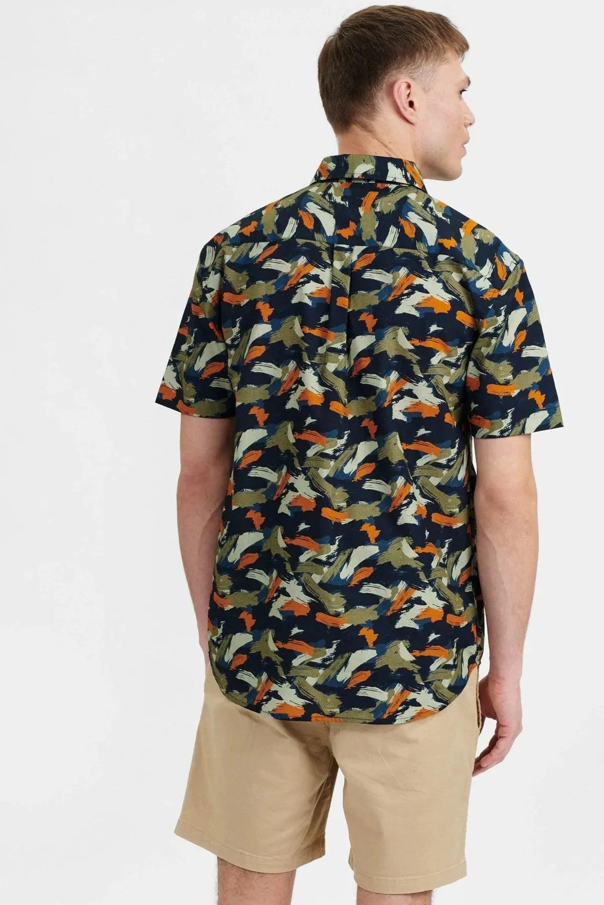 Camisa Akkian Manga Corta Red Orange - ECRU