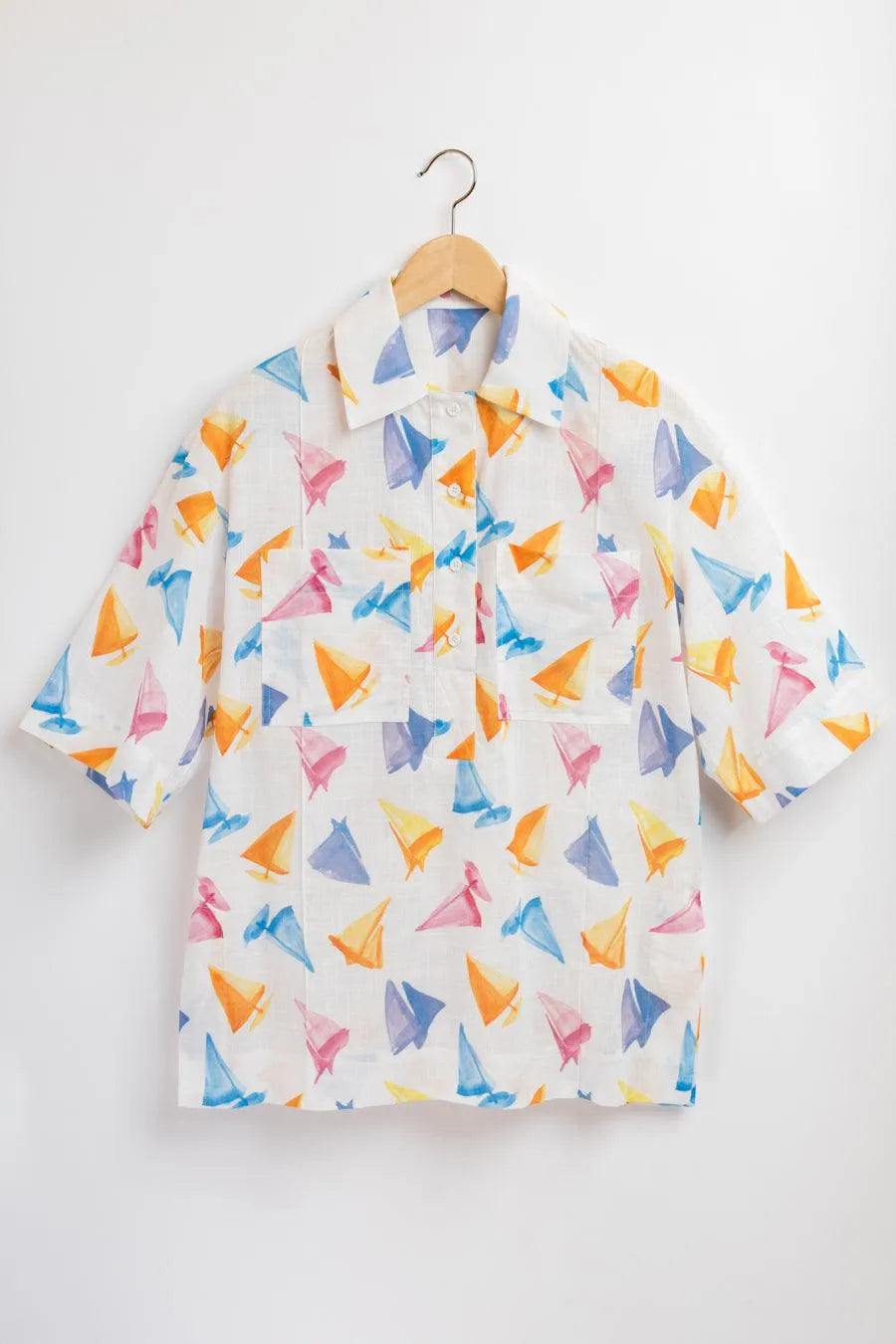 Camisa algodón barcos - ECRU