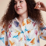 Camisa algodón barcos - ECRU