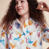 Camisa algodón barcos - ECRU