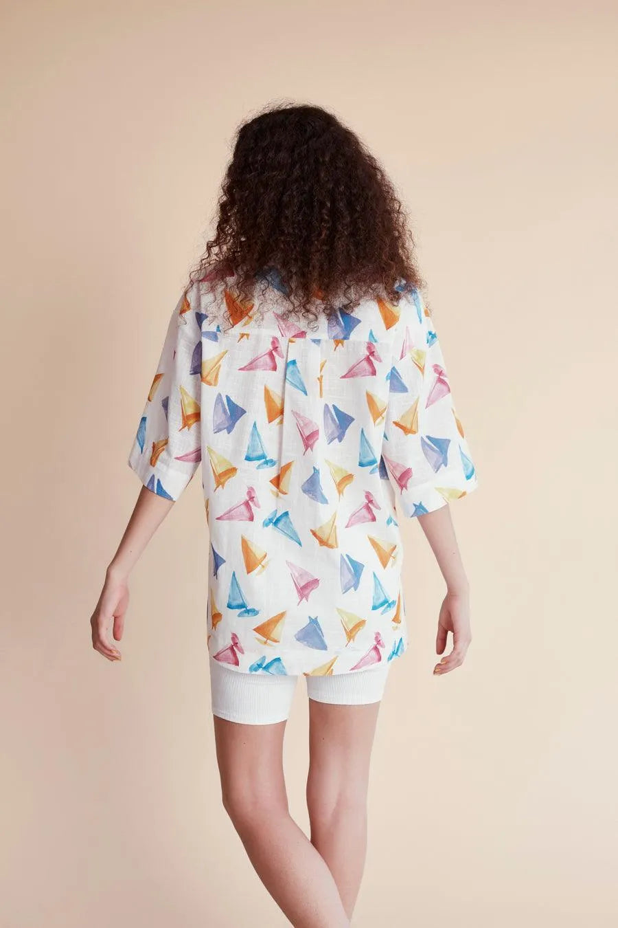 Camisa algodón barcos - ECRU