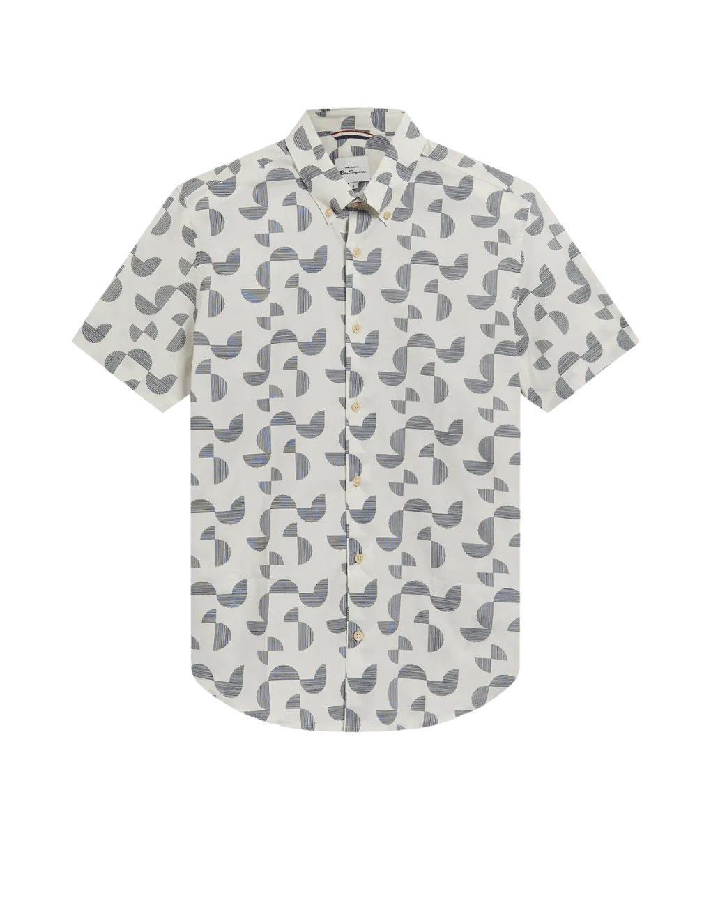Camisa Ben Sherman Manga Corta Linear Texture Ivory - ECRU