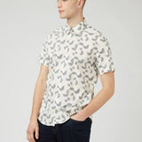 Camisa Ben Sherman Manga Corta Linear Texture Ivory - ECRU