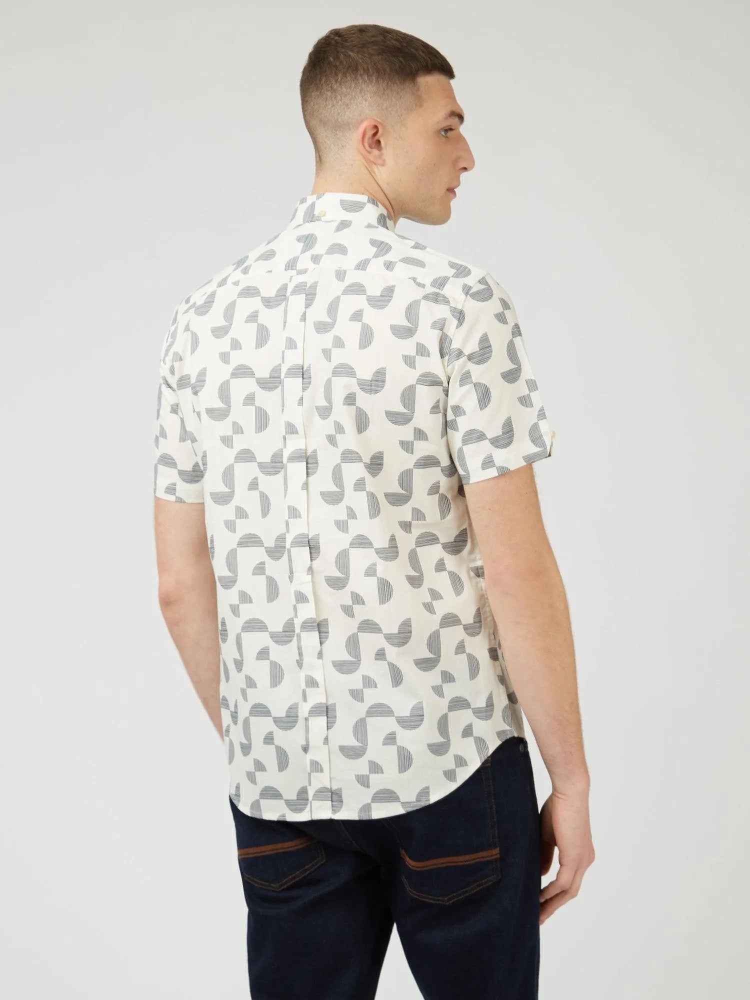 Camisa Ben Sherman Manga Corta Linear Texture Ivory - ECRU