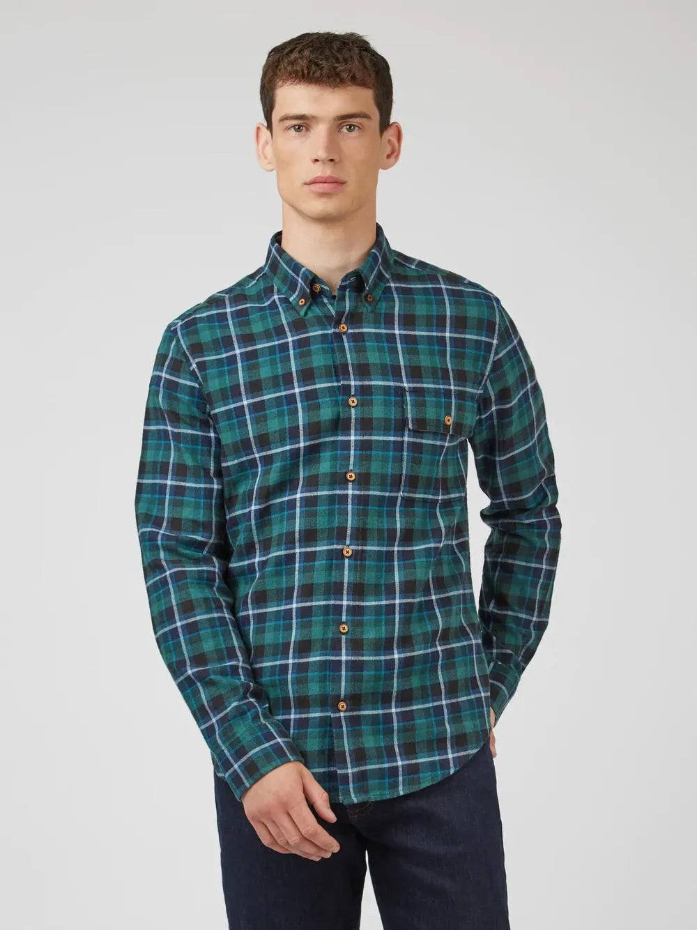 Camisa Brushed Plaid Check - ECRU