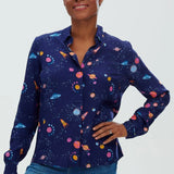 Camisa Catrina Azul marino UFO Space - ECRU