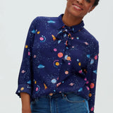 Camisa Catrina Azul marino UFO Space - ECRU