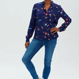 Camisa Catrina Azul marino UFO Space - ECRU