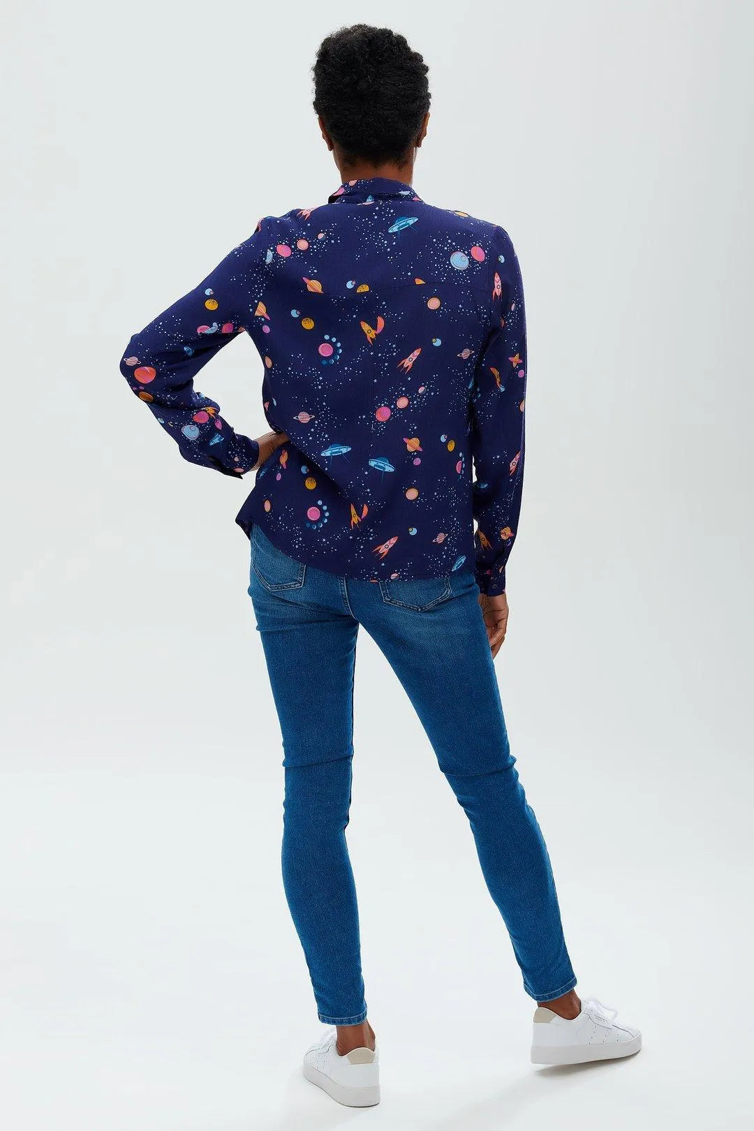 Camisa Catrina Azul marino UFO Space - ECRU