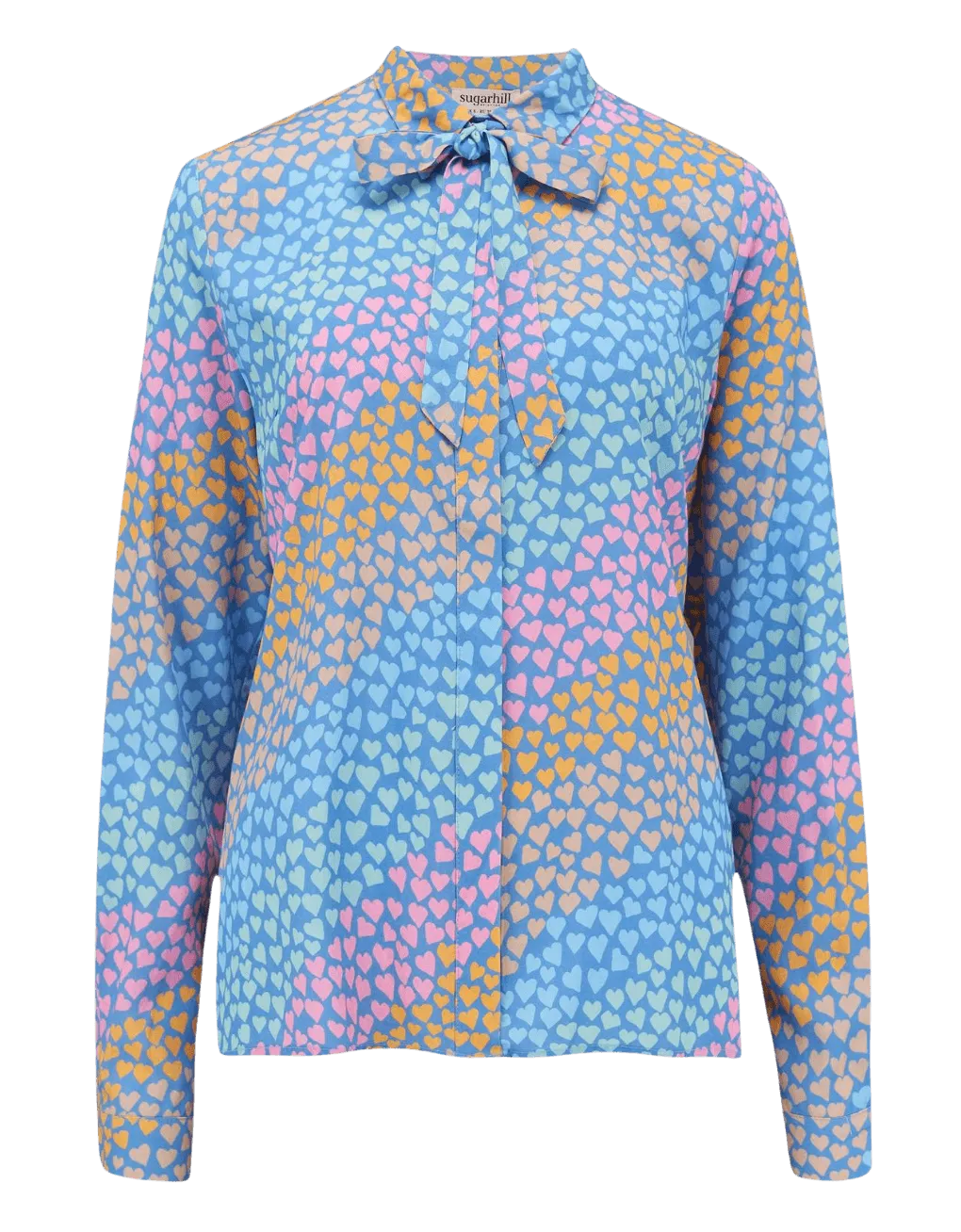 Camisa Catrina Blue Sliding Hearts - ECRU