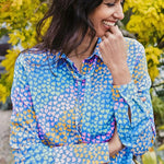 Camisa Catrina Blue Sliding Hearts - ECRU