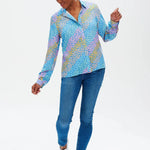 Camisa Catrina Blue Sliding Hearts - ECRU