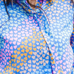 Camisa Catrina Blue Sliding Hearts - ECRU