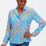 Camisa Catrina Blue Sliding Hearts - ECRU
